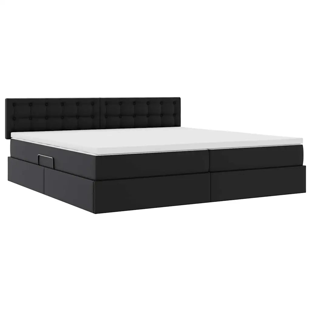 Letto con contenitore e materasso Nero 200 x 200 cm