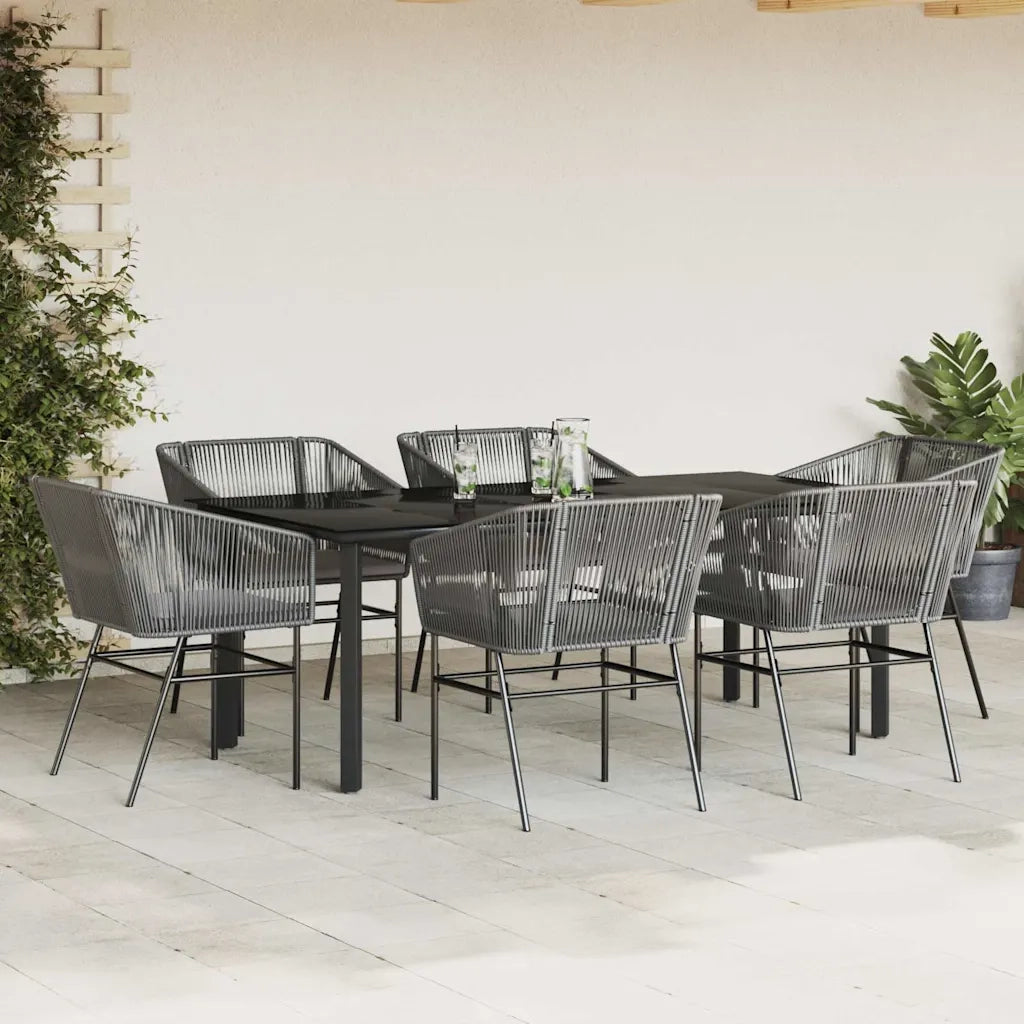 Set da Pranzo da Giardino 7 pz con Cuscini Polyrattan Vetro 3334629