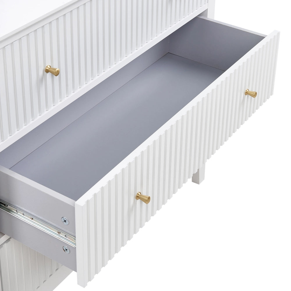 Cassettiera a 3 cassetti in MDF bianco con maniglie in oro Soggiorno elegante