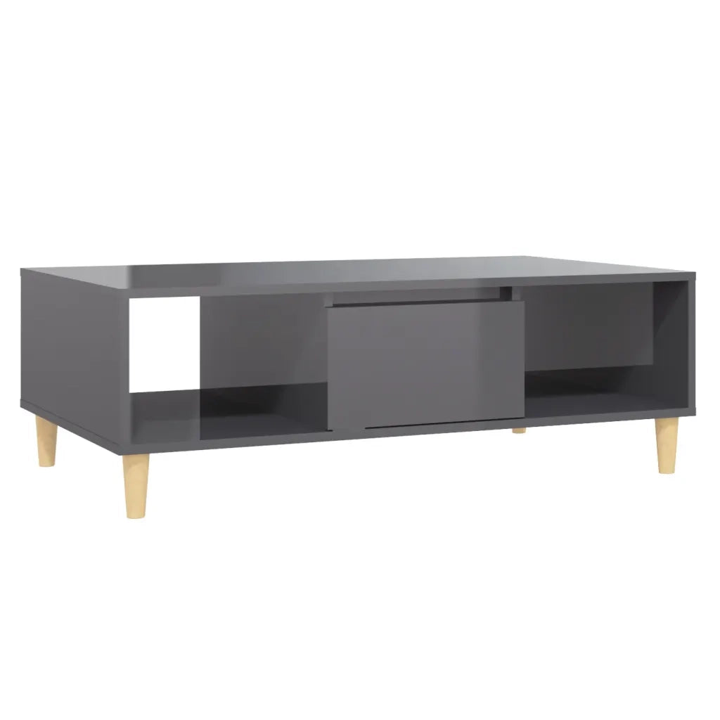 Tavolino Salotto Grigio Lucido 103,5x60x35cm Legno Multistrato 806021