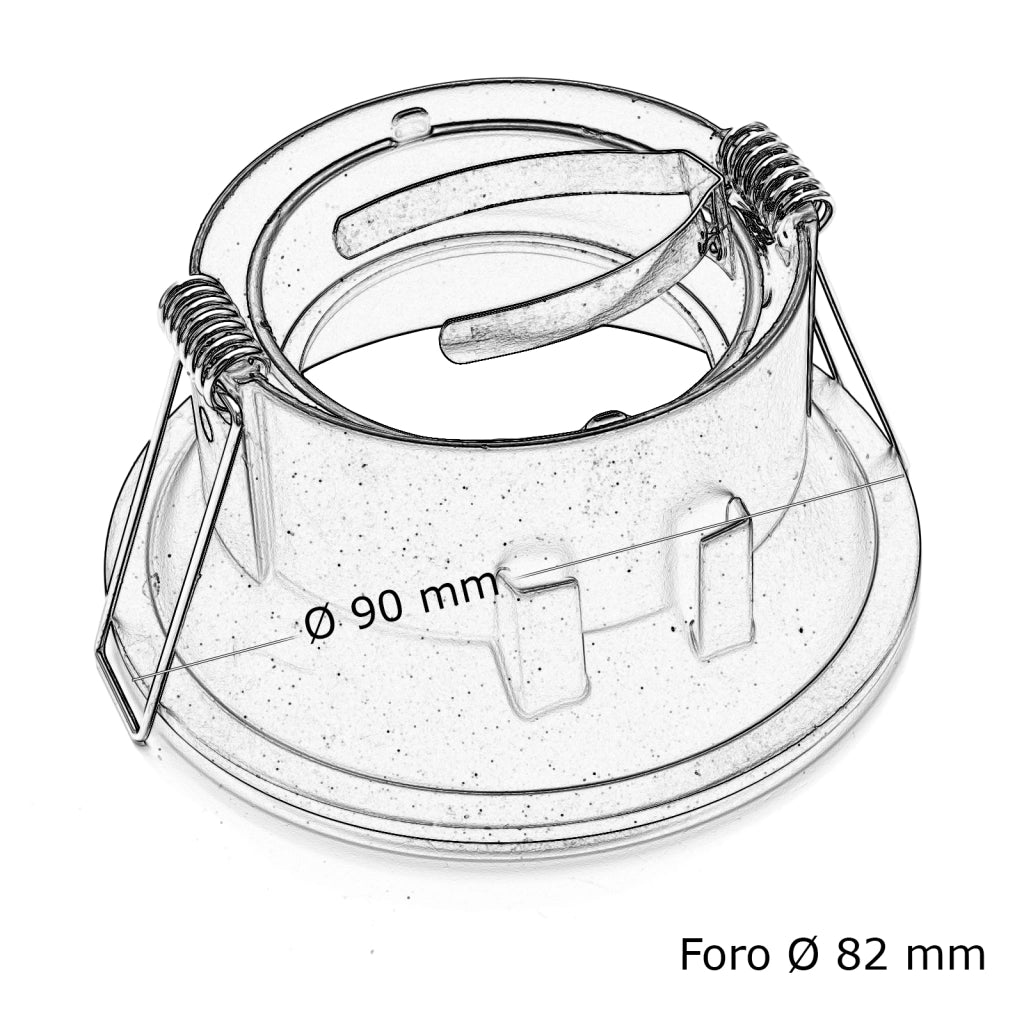 Portafaretto moderno porta faretto nero foro incasso 85mm luce orientabile GU10