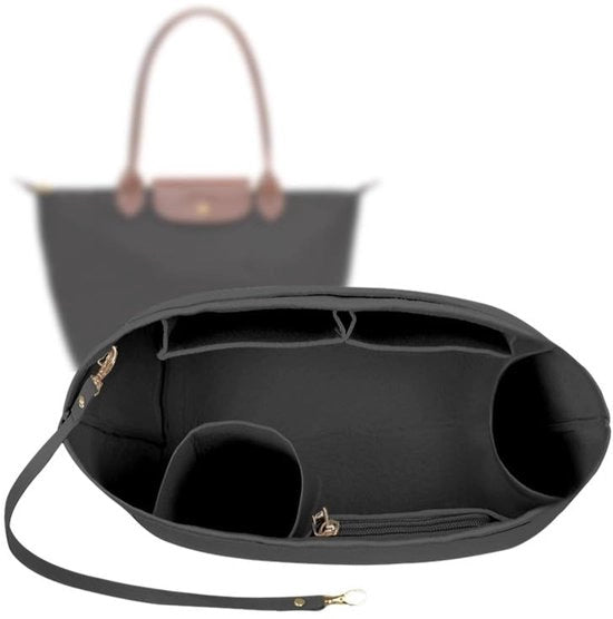 Organizzatore per Borsa Longchamp, Tasorganizzatore per Le Pliage M con 9 compartimenti e chiusura con cerniera di velluto premium (nero M)