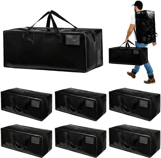 Verhuistas per auto con 6 sacchetti, 90 l, impermeabili, con cinturino, chiusura a cerniera e maniglie robuste, borsa a spalla per la conservazione di abbigliamento e accessori, nero