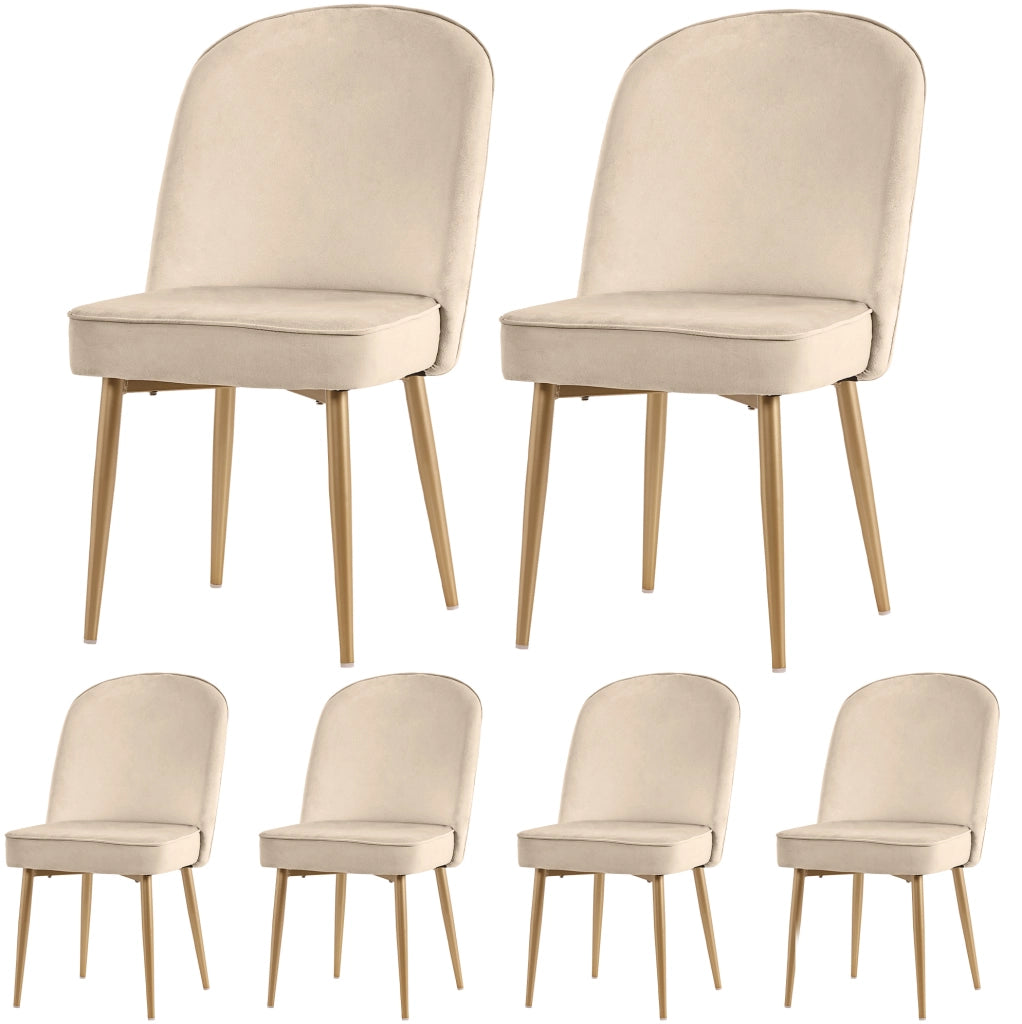 Sedia da pranzo 45.5x62x87.5 cm con piedini antiscivolo; velluto e gambe in metallo beige
