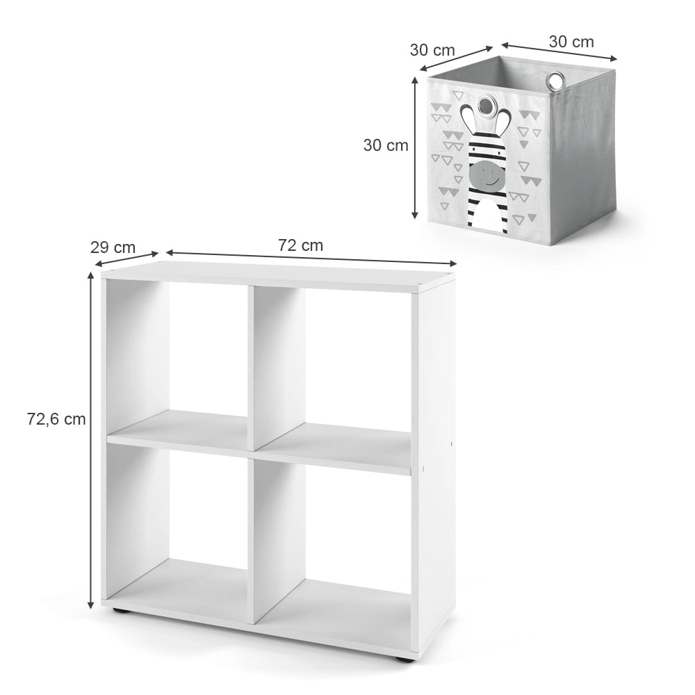 Vicco Libreria bambini Bianco 72.6 x 72 cm con 4 scatole pieghevoli