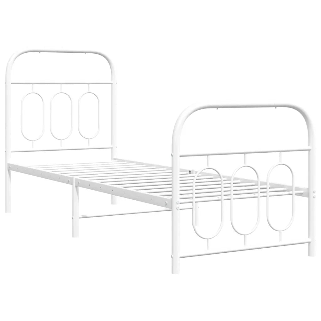 Giroletto con Testiera e Pediera-Struttura Letto Metallo Bianco 75x190 cm 992901
