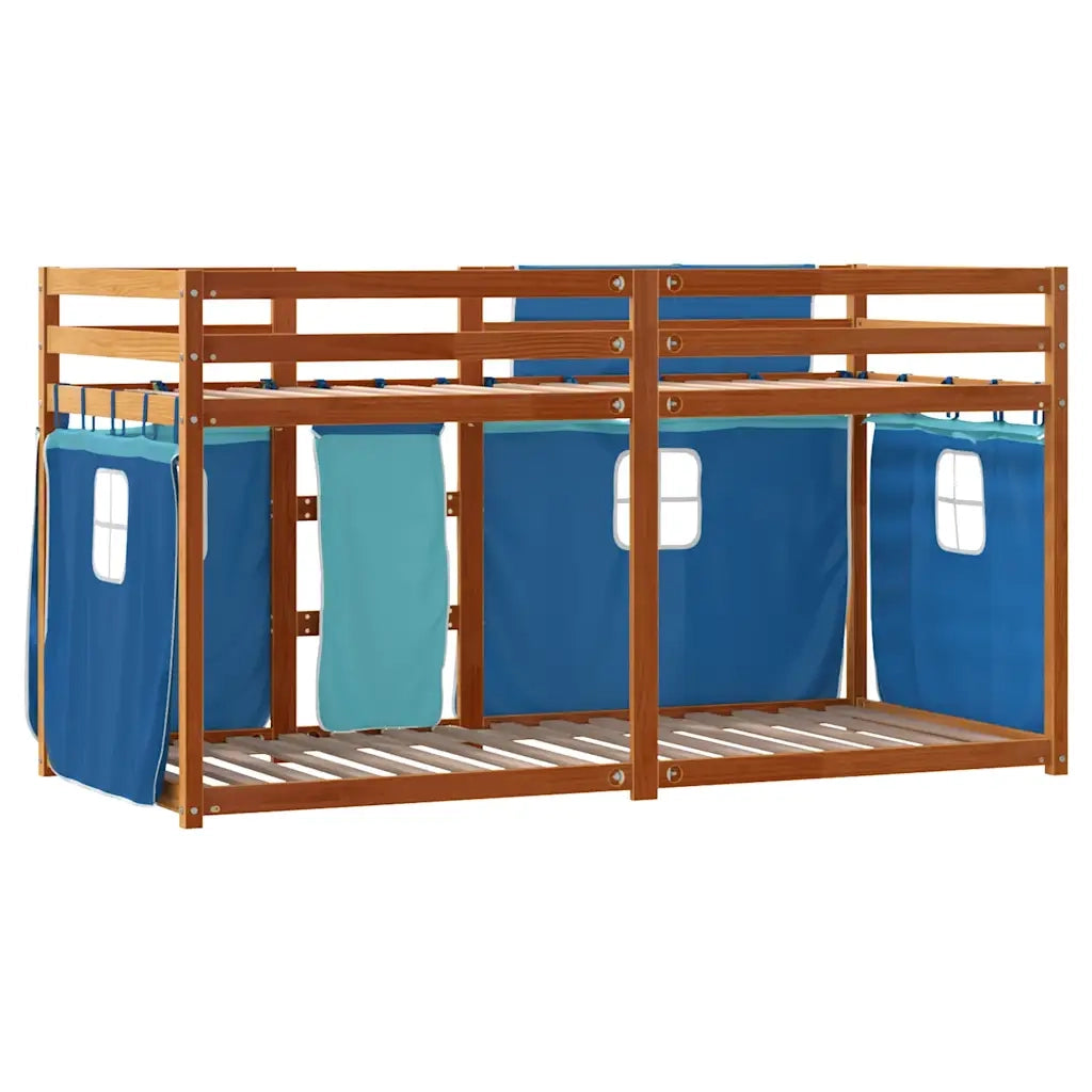Letto a Castello senza Materasso Blu 90x200cm Massello Pino