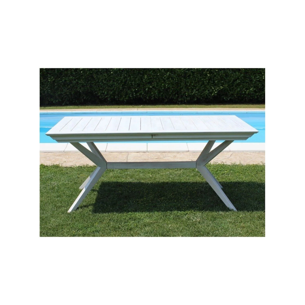 Tavolo estensibile in legno di Acacia bianco 150/200x90 cm mod. Bali