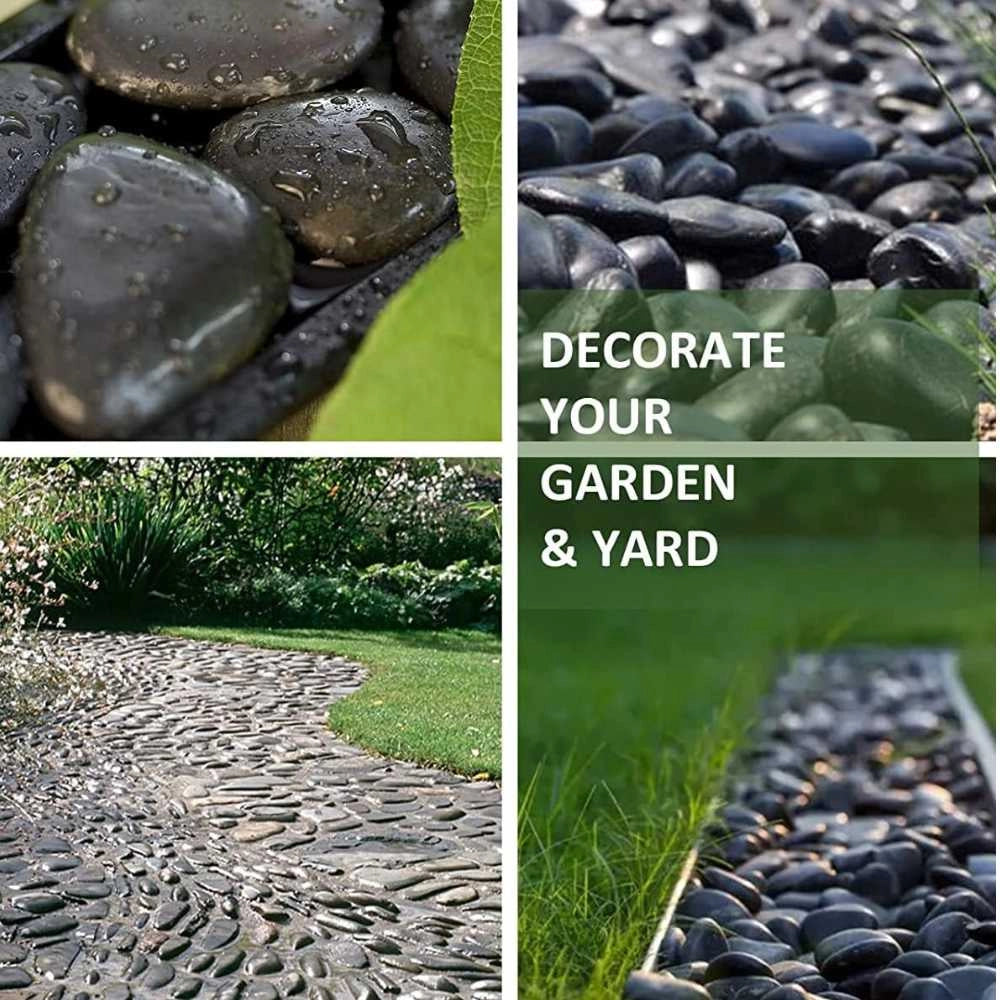 Ciottoli nero ebano pietre naturali decorativi giardini aiuole vasi *** misura 25/40, formato 5 kg, confezione 1