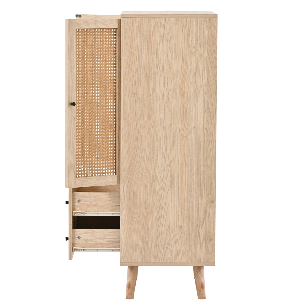 Madia 60x120x40 cm con 2 porte e 2 cassetti; pannello truciolare finitura rovere