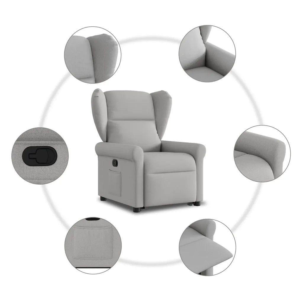 Poltrona Alzapersona Reclinabile Grigio Nuvola in Tessuto 3303383