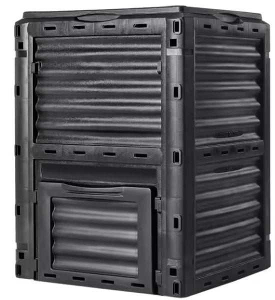 Compostatore per giardino con coperchio - Grande capacità - 300 L - Nera - 60x60.5x82.5 cm