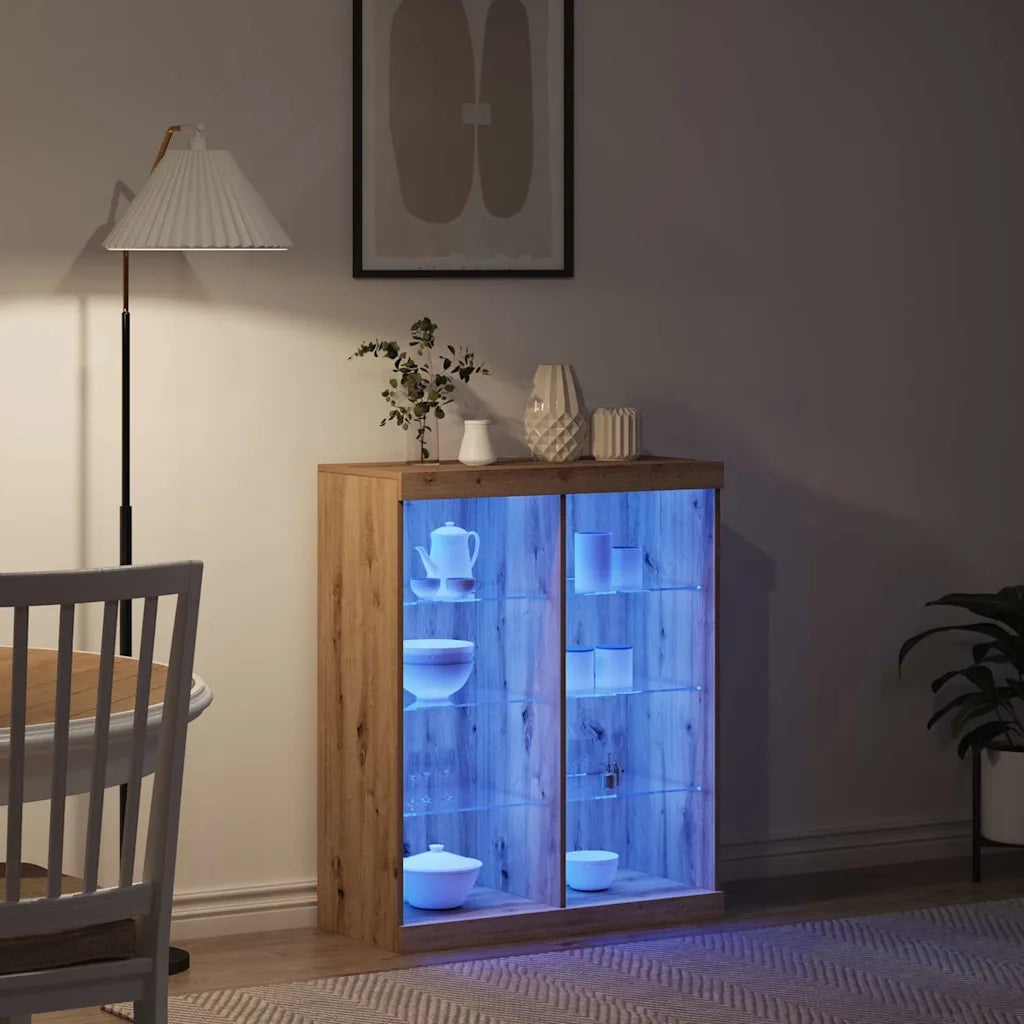 Credenza | Madia LED con strisce LED Rovere Artigianale 81 x 37 x 100 cm