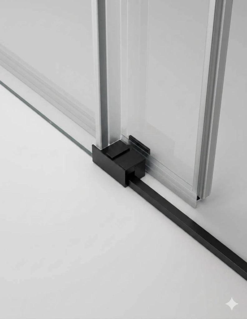 Box doccia THALASSA (BASIC) 1+1 con lato fisso laterale 145x70 cm Nero vetro serigrafato