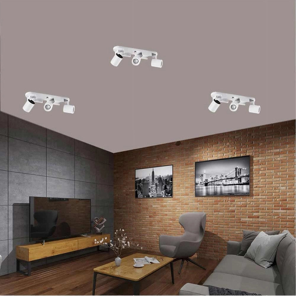 Trade Shop - Applique 3 Diffusori Orientabile Soffitto Parete Lampada Gu10 Bianco Nero Th8803 - Bianco