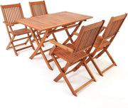 Set Tavolo e Sedie da Giardino in Legno Acacia Certificata FSC 5 Pezzi 4+1 Balcone Terrazza Veranda Mobili da Esterno 120x70x75cm