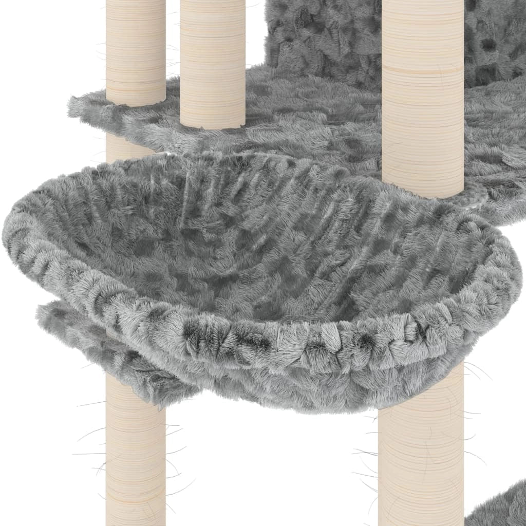Tiragraffi per gatti torre per arrampicata giocattolo piattaforma per arrampicata con tiragraffi in sisal leggero 191 cm grigio 02_0022600