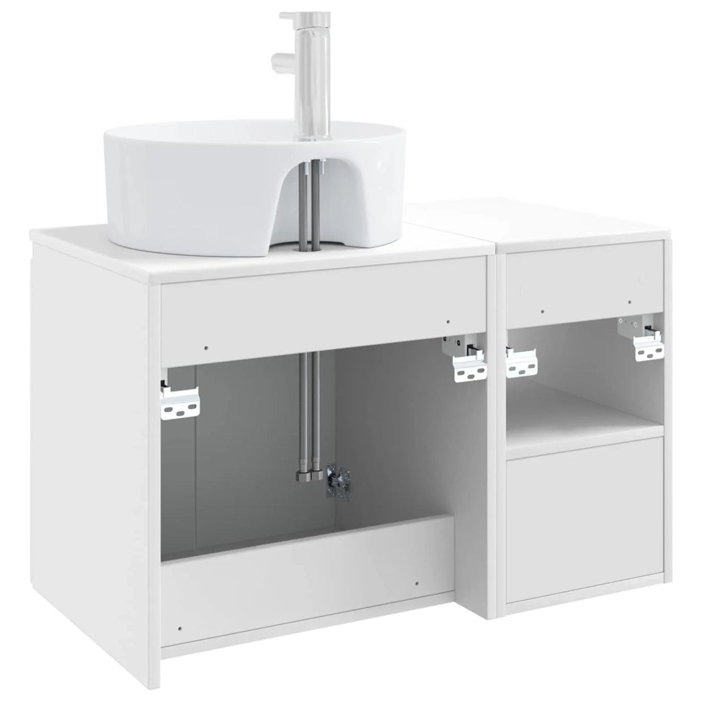 Set di mobili per il bagno 2 pz Bianco Legno ingegnerizzato 3404074