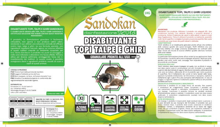 Disabituante topi e talpe granulare