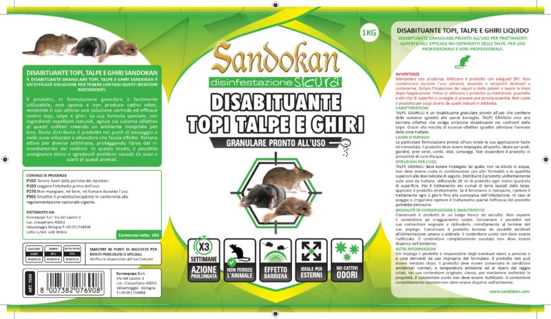 Disabituante topi e talpe granulare