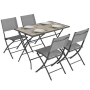 Set Tavolo e Sedie da Giardino Pieghevoli ¨C zephmum ¨C Grigio Polipropilene 5 Pezzi
