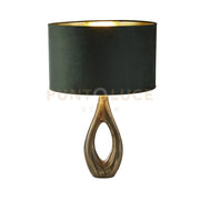 Lampada da tavolo Bucklow - Metallo ottone anticato e paralume in velluto verde