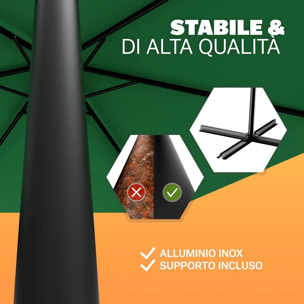 Ombrellone da Giardino Decentrato UV 50+ Regolabile 330cm Manovella Terrazzo Balcone