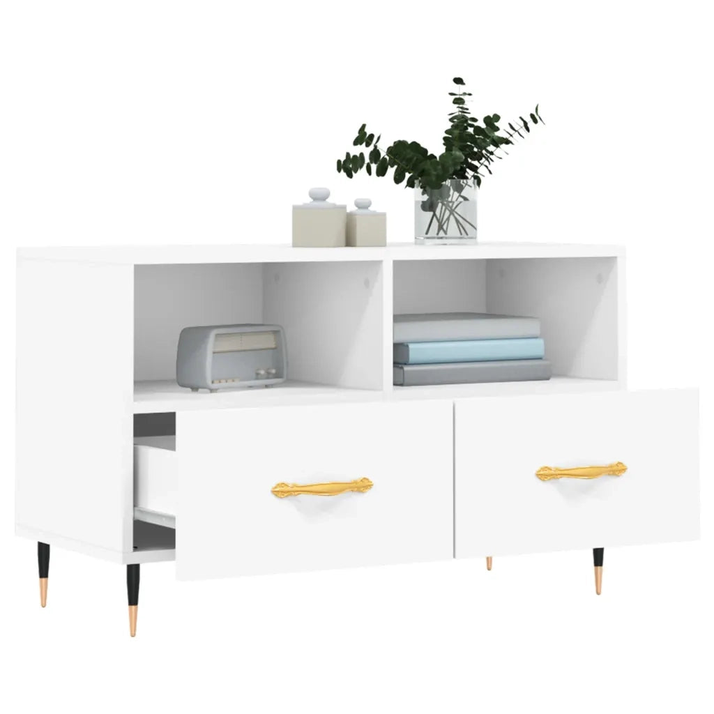 Mobile Porta TV Bianco 80x36x50 cm in Legno Multistrato 828948