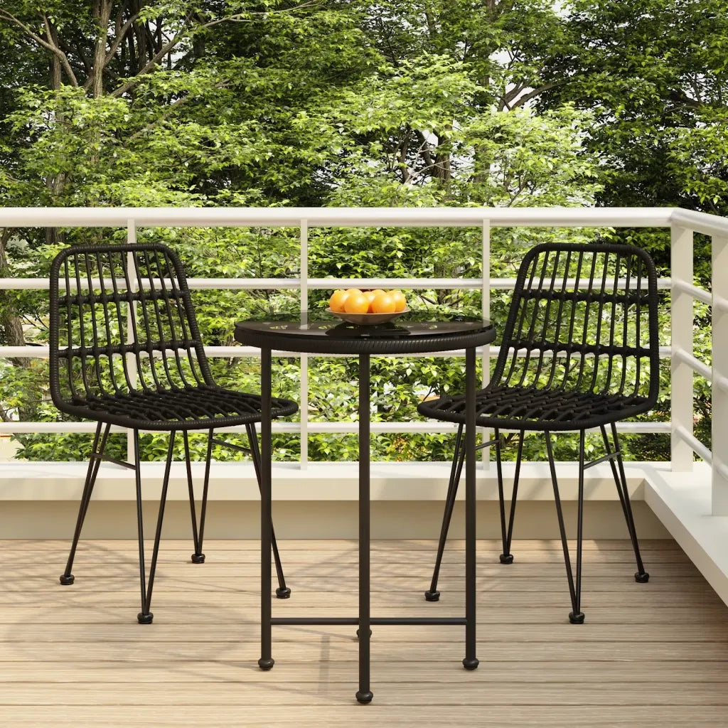 Set da Pranzo da Giardino 3 pz Nero in Polyrattan 3157836