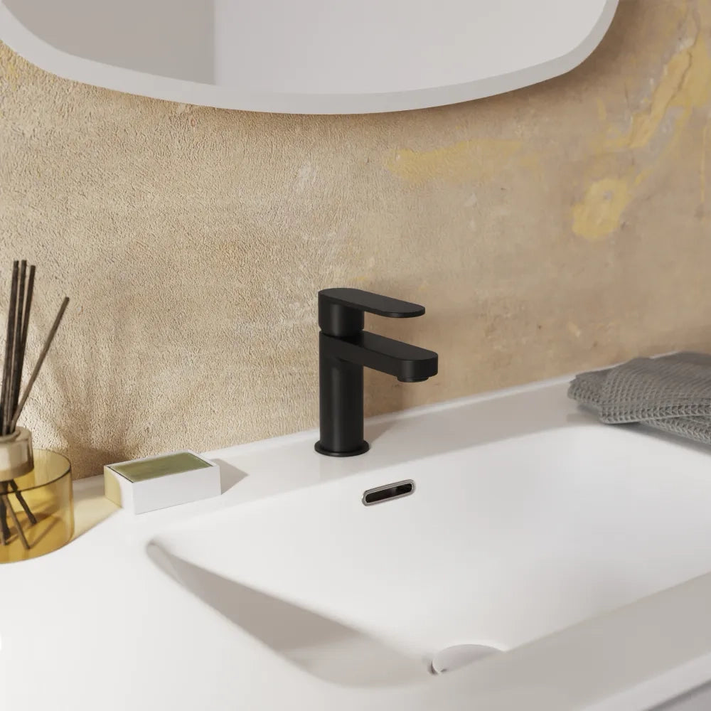 Set miscelatori lavabo 13cm bidet miscelatore esterno doccia nero opaco | Margot