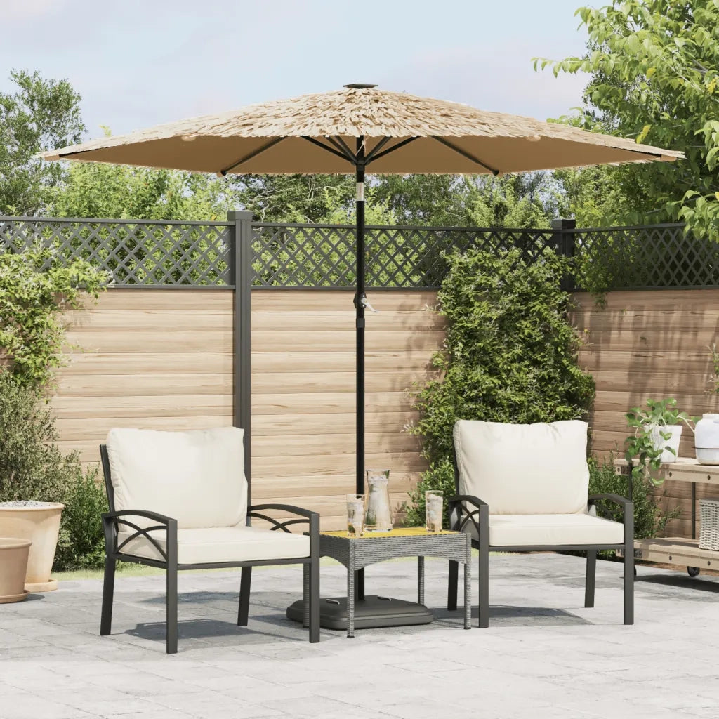 Ombrellone Giardino LED-Ombrello da Balcone e Palo in Acciaio Marrone 268x268x226cm