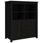 Buffet credenza cassettiera armadio mobile contenitore organizer per cucina soggiorno salotto 83 x 41,5 x 100 cm legno massello di pino nero 02_0036139