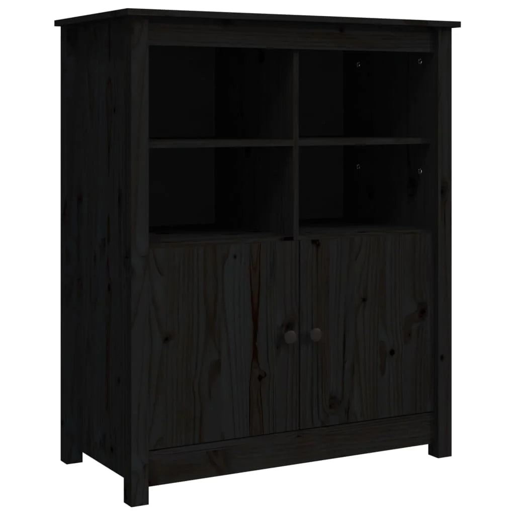 Buffet credenza cassettiera armadio mobile contenitore organizer per cucina soggiorno salotto 83 x 41,5 x 100 cm legno massello di pino nero 02_0036139