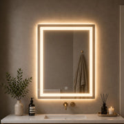 Specchio da bagno ed ambienti rettangolare con cornice led e interruttore touch *** misure 70x90 cm, tonalità dimmer...