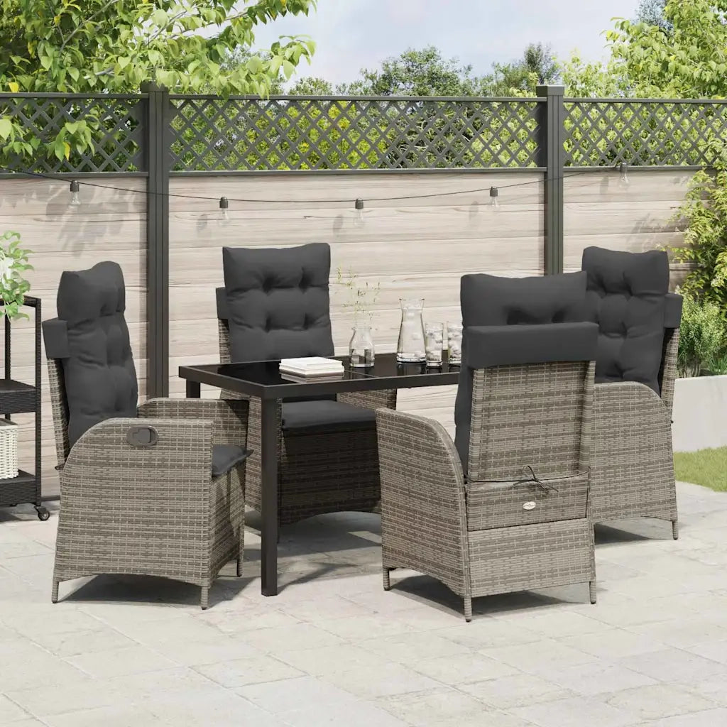 Set da Pranzo per Giardino con cuscino 5 pcs Grigio polyrattan 3380500