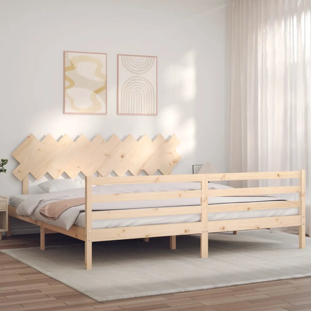 Giroletto con Testiera-Struttura Letto con testiera 200x200 cm in Legno Massello 872752