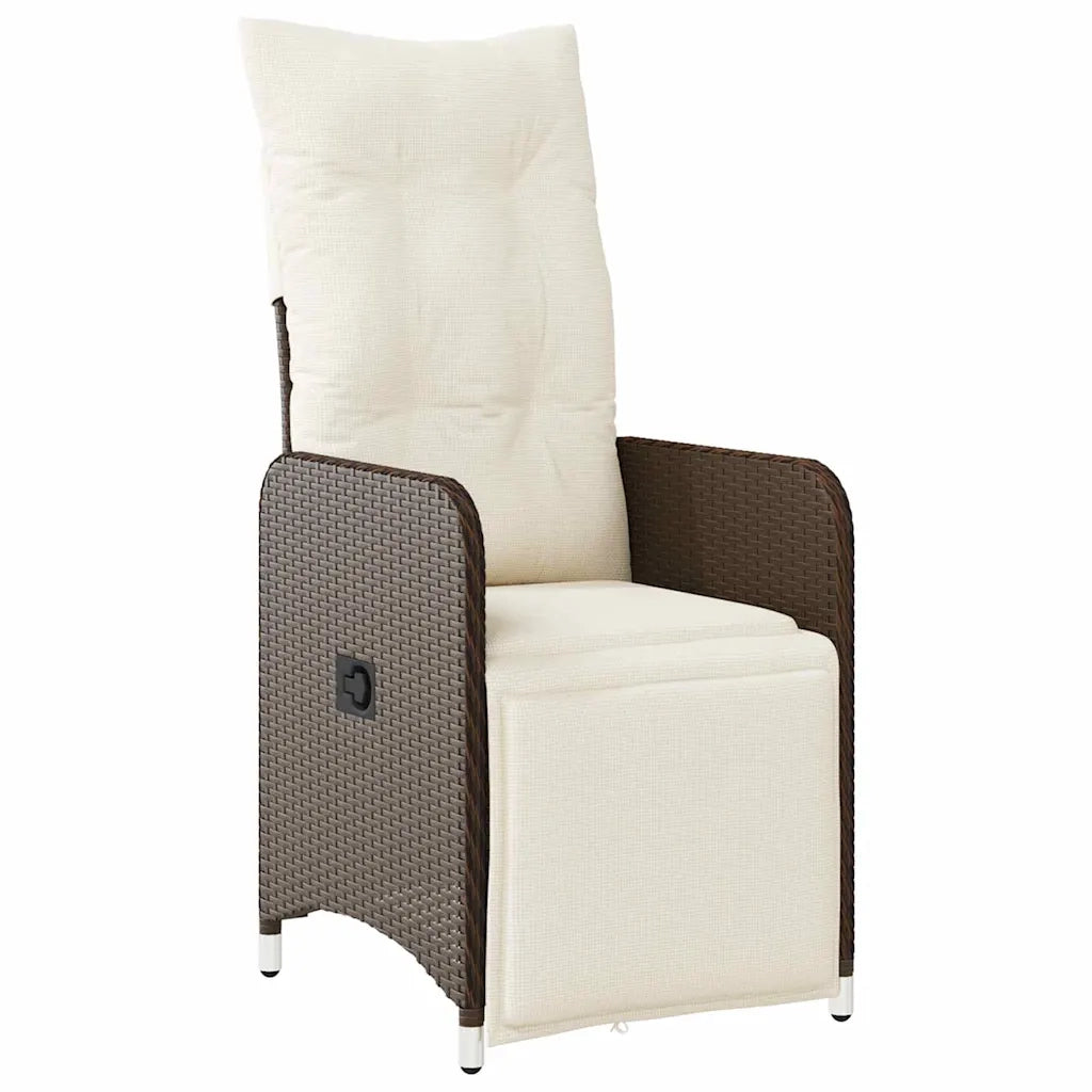Set da Pranzo per Giardino con cuscino 5 pcs Marrone polyrattan