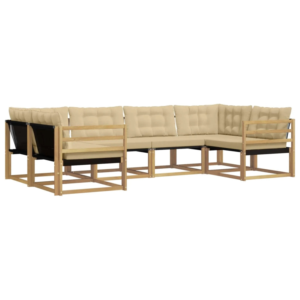Set di divani da esterno con cuscino 6 pcs Bianco e Beige 3389011