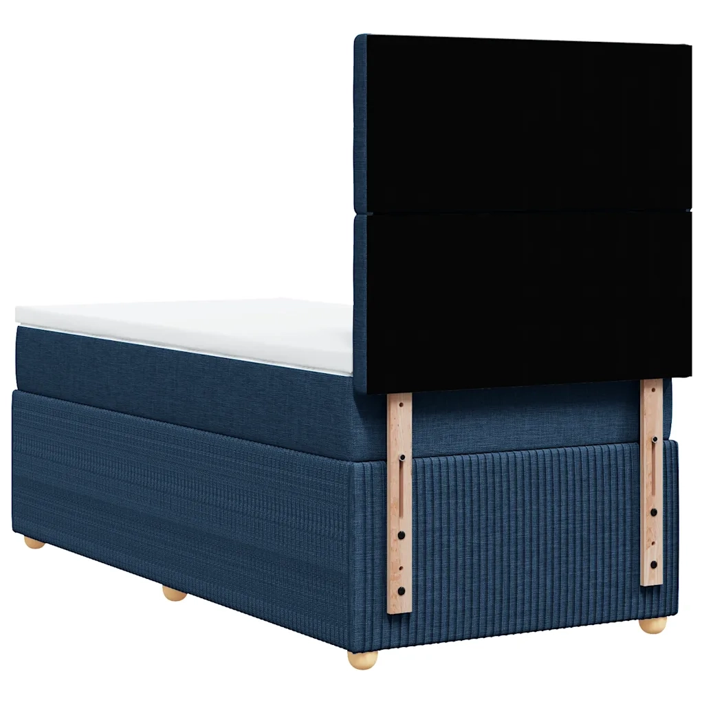 Letto singolo | Letto per adulti | Giroletto a Molle con Materasso Blu 90x190 cm in Tessuto