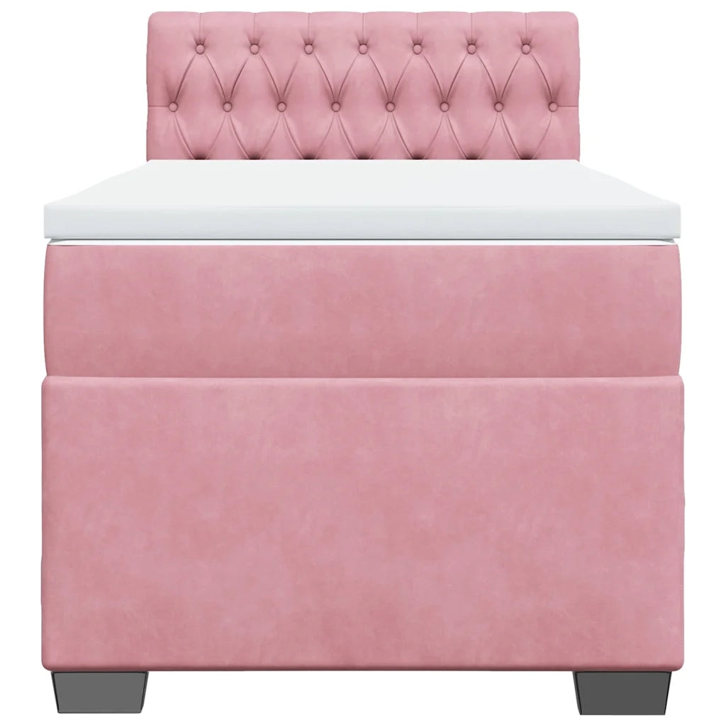 Giroletto a Molle con Materasso Rosa 90x190 cm in Velluto 3288497