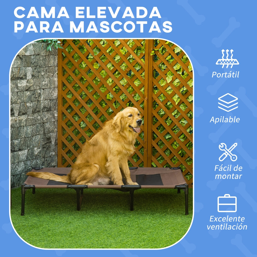 Lettino Rialzato per Cani e Gatti ¨C Xylo ¨C Tessuto Oxford Traspirante 122x92x23 cm Marrone