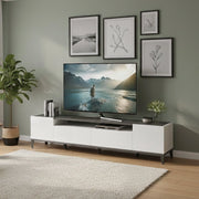 Abina, Mobile Porta tv 2 Cassetti Made in Italy, 200x40x47h cm Bianco Lucido