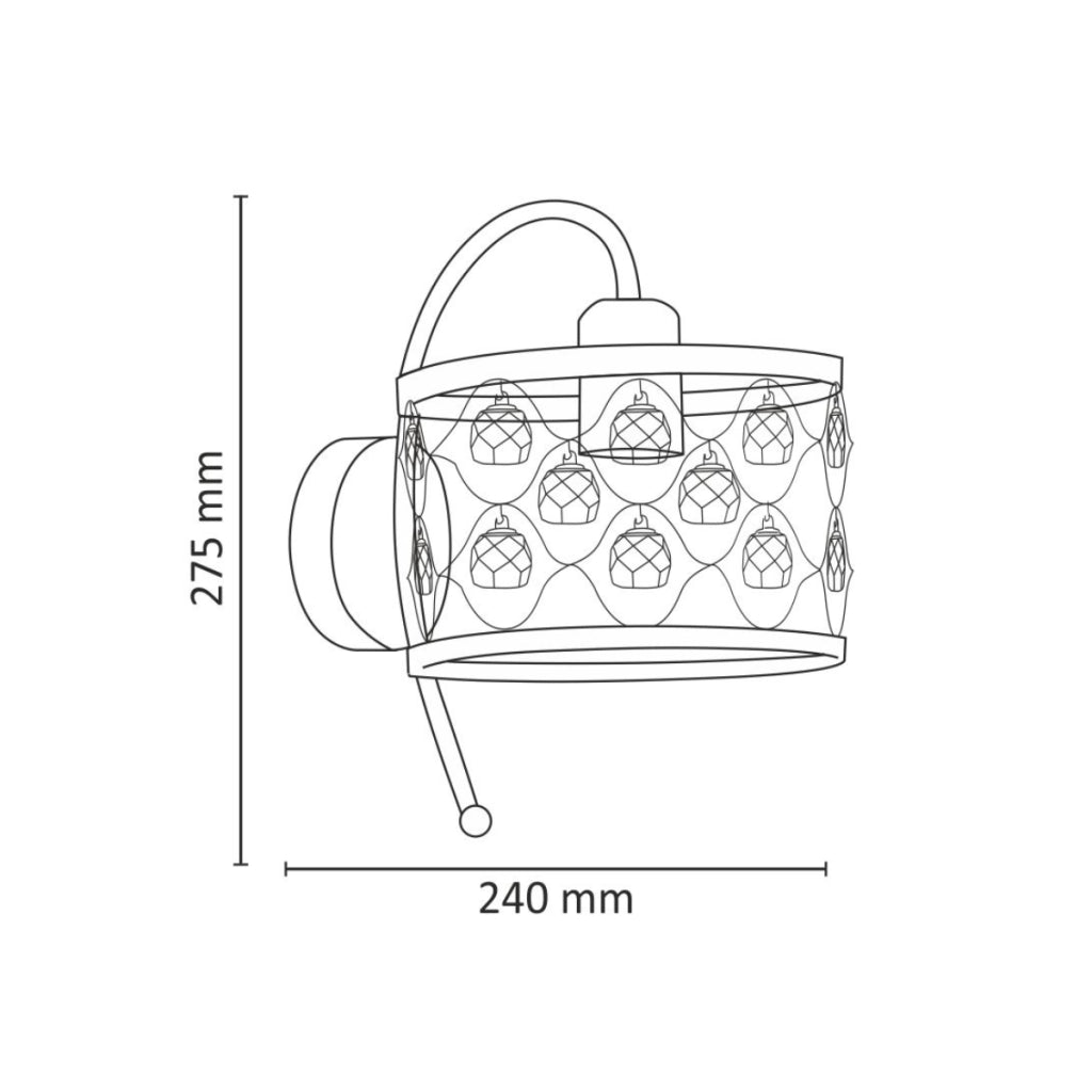 Applique ellittica nera metallo/vetro E27 VEJLE Polux