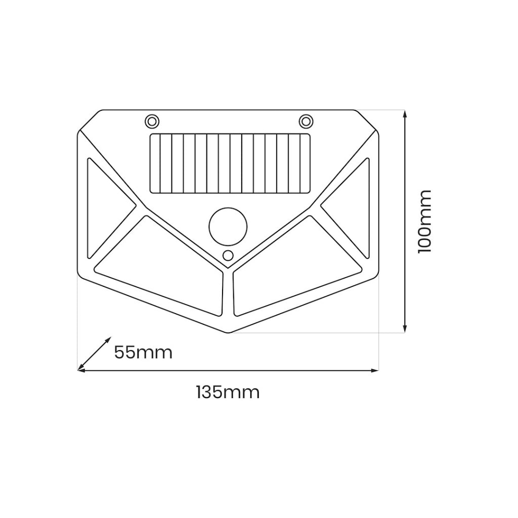 Applique solare LED 3W 4000K con sensore nera IP44 Eko-Light