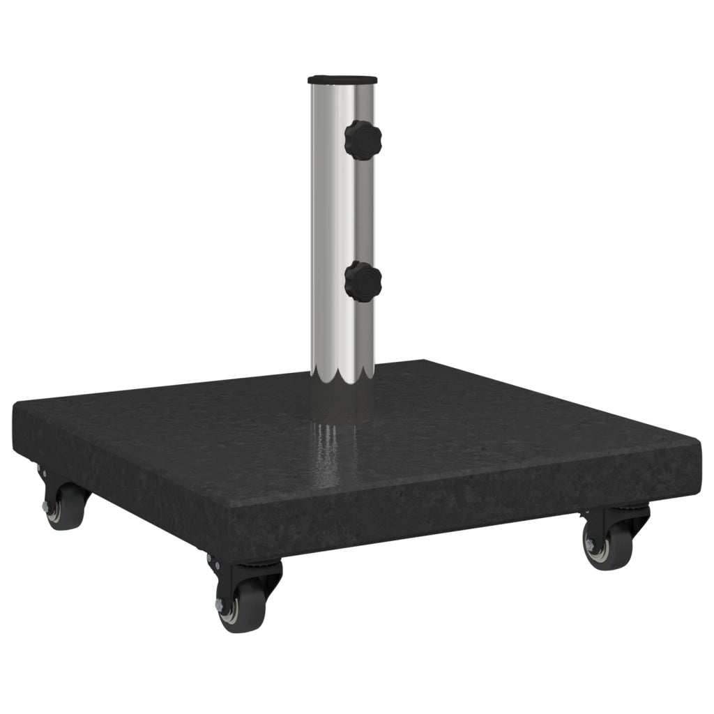 Base per ombrellone con ruote per pali Ã˜38/48mm in granito nero 30 kg quadrata