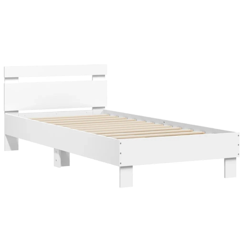 Giroletto con Testiera e LED-Struttura letto con testiera Bianco 90x190 cm
