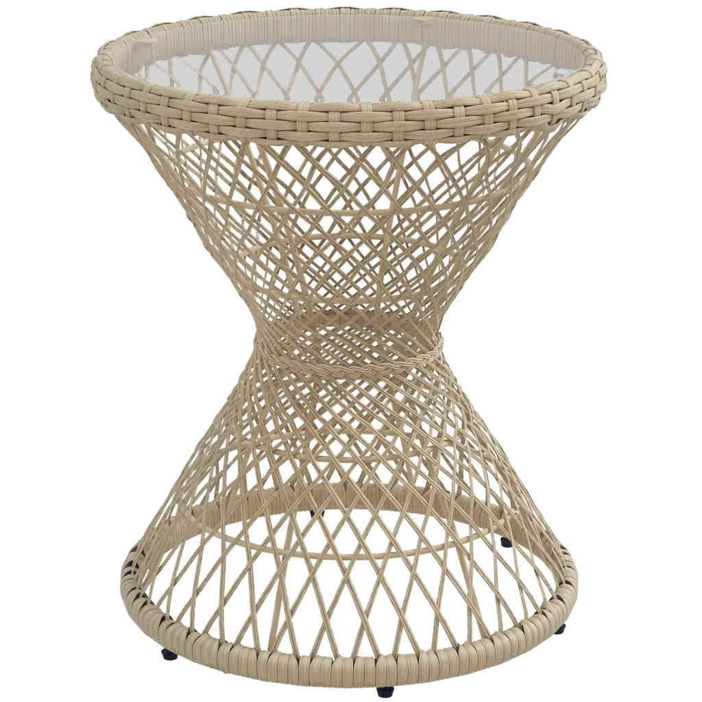 Tavolino da caff¨¨ boho ¨C Xylo ¨C vetro temperato, rattan PE naturale, 45x45x52 cm