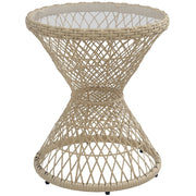 Tavolino da caff¨¨ boho ¨C Xylo ¨C vetro temperato, rattan PE naturale, 45x45x52 cm