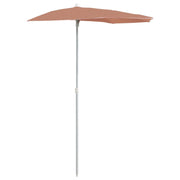 Ombrello | Parasolne Semicircolare da Giardino e Palo 180x90cm Terracotta