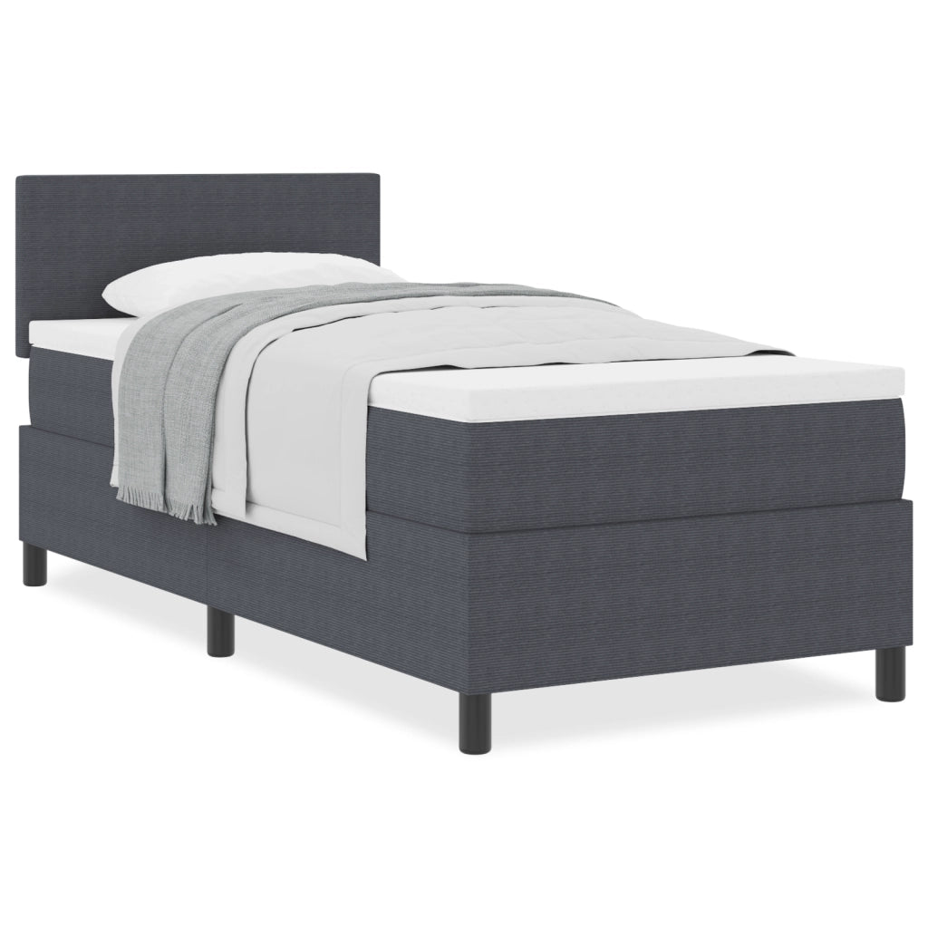 Letto con Box Spring con Materasso Grigio Scuro 80x200 cm Tessuto di Corduroy